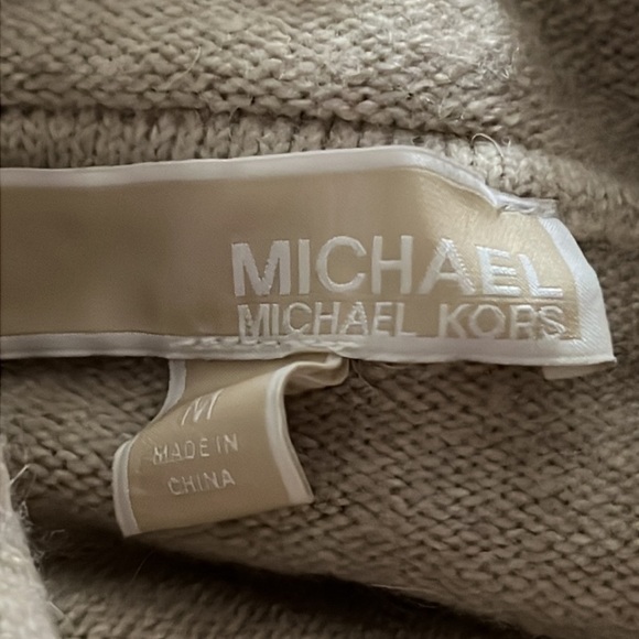 MICHAEL Michael Kors tan gray stripes turtle neck wool alpaca blend sweater M - Picture 7 of 10